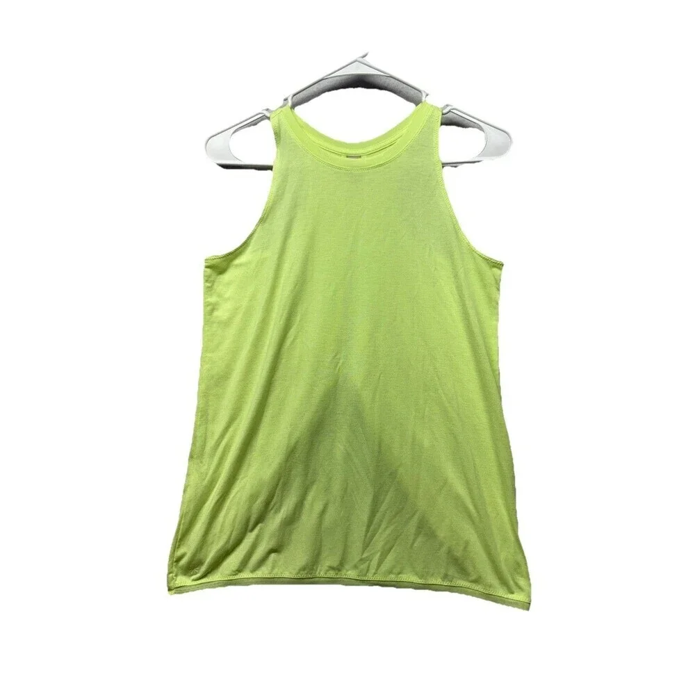 Athleta Girl Tank Sleeveless Top Size Youth XXL 16 Split Back Neon Yellow